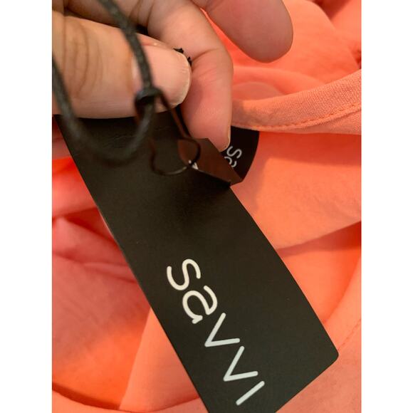 Savii Capri melon sunset short sleeves mini belted dress size 3X - Picture 6 of 11